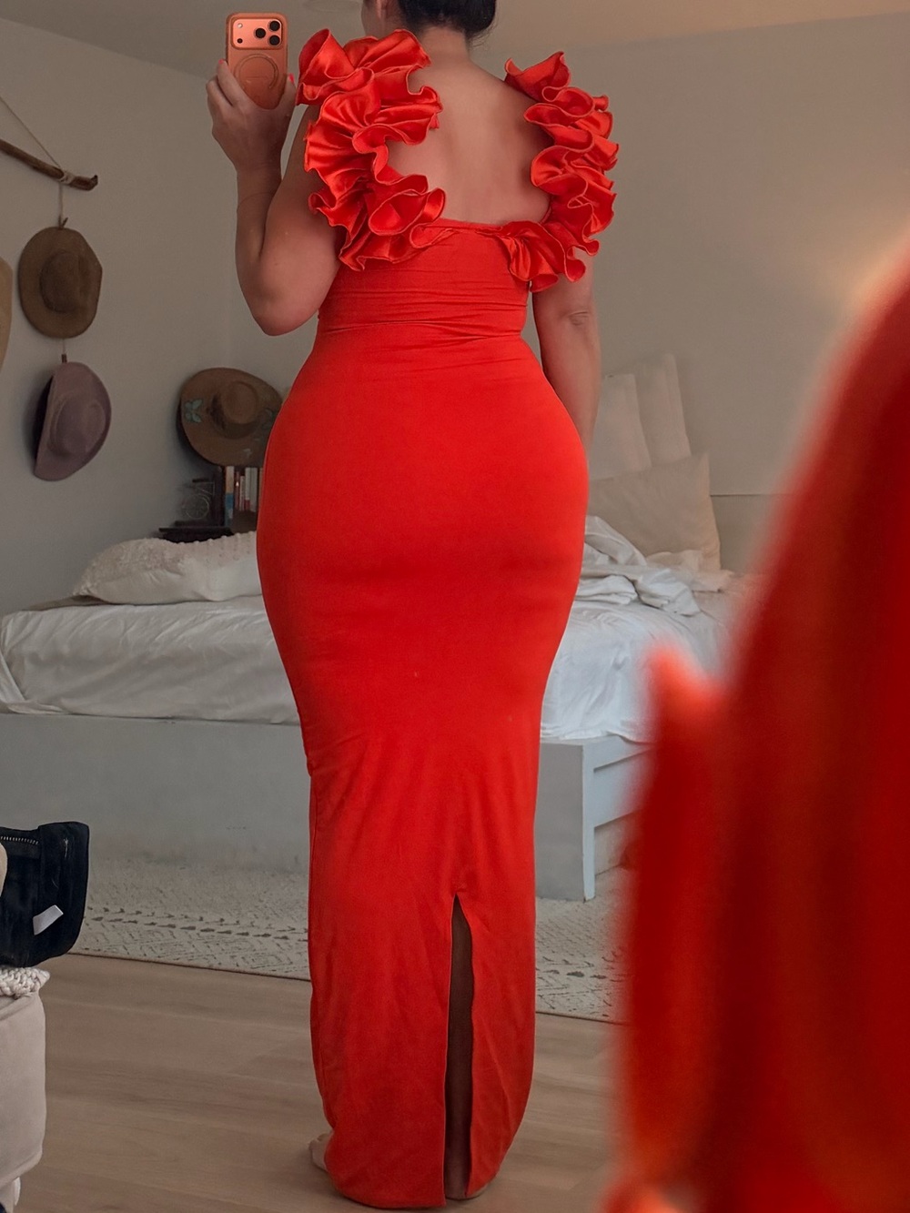 Oh Polly Red Ruffle-Shoulder Maxi Dress - Picture 5 of 5
